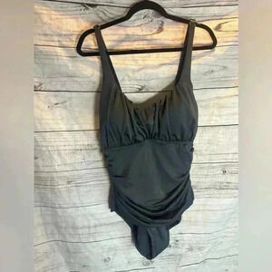 Caribbean sands blank ruched one piece swim suit NWT